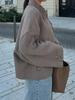 Chaqueta Corta de Botones de Solapa de Manga Larga Estilo Transfronterizo Europeo y Americano, Nueva Moda para Mujer Otoño e Invierno Holgada Casual