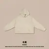 Ropa de hombre DE Sudadera con capucha de forro polar 350G, corta y ancha, para hombre, sudadera con capucha transfronteriza con dobladillo sin rematar