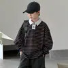 Ropa para niños para niños, sudadera polo a rayas de otoño, nuevo modelo 2026, camiseta básica de manga larga para niños mayores, estilo primavera y otoño, moderna