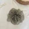 Scrunchie de Malla de Perlas de Alta Gama Estilo Francés para Mujer, Diadema Grande para la Parte Trasera de la Cabeza, Elegante Accesorio para el Cabello