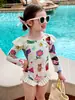 Trajes de Banho Infantis, Trajes de Banho para Meninas, Novos Trajes de Banho com Proteção Solar de Manga Longa para Crianças de Meia-Idade e Mais Velhas, Bebê Estilo Dividido Verão Atacado