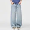 Ropa de Hombre Fengshe / 2026 Nuevos Jeans de Algodón Puro Lavado de Pierna Recta Ancha Marca Trendy Retro Americano Pantalones de Hombre