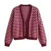 Suéter de Mujer Rayado Holgado Estilo Perezoso Cardigan de Punto Top Ropa Exterior Transfronterizo Comercio Exterior Fuente de Fábrica Venta al por Mayor