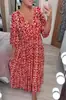 Punto 2024 Nuevo Talla Grande Super Hada Cuello V Vestido Floral Vacaciones en la Costa Falda de Playa Holgada y Versátil Larga