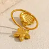 Anillo Abierto de Acero Inoxidable Chapado en Oro de 18K con Forma de Estrella de Mar, Estilo Oceánico, Personalizado, de Venta Caliente Transfronteriza Europea y Americana para Verano