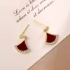 Pendientes de Abanico Explosivos de TikTok Diseño de Nicho Sentido Avanzado Pendientes con Pasador de Plata S925 Pendientes Exquisitos Elegantes Versátiles para Mujer