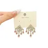 Pendientes de Moda con Zirconia en Forma de Rombo, Gota de Agua y Borla, Personalidad Versátil, Pendientes de Botón de Alta Gama, Pendientes de Estilo de Lujo Ligero de Nicho