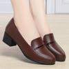 Zapatos de Madre de Suela Blanda de Cuero Suave 2025 Primavera y Otoño Nuevos Zapatos de Cuero para Mujer con Tacones Gruesos, Flats Cómodos, Zapatos Versátiles para Mujeres de Mediana Edad y Mayores