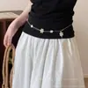 Collar Largo de Metal con Flores y Bloques de Color para Mujer, Diseño Estilo Ins, Cadena de Suéter en Capas, Cadena para la Cintura, Regalo de Moda para el Día de la Madre