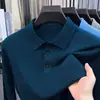 Camisa Polo de Tricô Masculina com Manga Longa, Mistura de Lã, Nova Coleção Primavera/Outono 2026, Gola Reversível, Casual de Negócios, Suéter Base de Cor Sólida