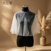 Youlapan Vg89 Comercio Exterior Accesorios para Vestidos de Novia Chal de Malla Cubrebrazos Sencillo Cárdigan Corto con Bordes Dobladillados