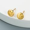 Moda Estilo Coreano Ins Minimalista Cobre Chapado en Oro Micro-Incrustado Zircón Aretes de Cara Sonriente Trendy Versátil Aretes y Accesorios Más Vendidos