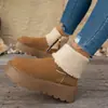 Botas Curtas com Solado Grosso para Aumentar a Altura para Pessoas Baixas, Novas Botas de Neve Quentes de Veludo Grossas para o Inverno Femininas, Sapatos de Algodão Estilo Birkenstock Retrô