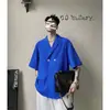 Camisa con Cuello de Solapa de Patrón Waffle para Hombre, Estilo Veraniego, Moda Madura, Cuello en V, Manga Corta, Color Sólido, Ropa de Diseñador Simple