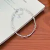 Pulsera tejida a mano de plata de ley S925 con cuentas redondas de cristal blanco y nudo de bambú, Pulsera de diseño de nicho de lujo ligero de moda