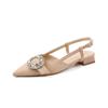 Zapatos de Tacón Bajo y Alto con Punta Francesa Procesados y Personalizados, Sandalias de Tacón Grueso con Hebilla de Una Línea de 3 cm para Mujer Que No Cansan los Pies