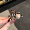 Cor de chá Maillard flor strass pérola mini presilha de garra pequena presilha de tubarão franja de menina cabelo fino acessórios para cabelo atacado
