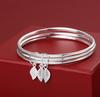 Pulseira de três anéis de folhas femininas joias TikTok três linhas sólidas finas temperamento nicho pulseira de três anéis de folhas pulseira