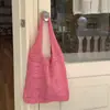 Bolso Rojo Flor Ins Hueco Lana Perezoso Tejido a Mano Bolso de Hombro Tejido Bolso Tote Grande de Gran Capacidad Casual para Mujer