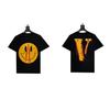 2024 VLONE Camiseta de Manga Corta Serie V Grande Estampado de Estrella V Camiseta de Manga Corta para Parejas Hombres y Mujeres Tendencia High Street Personalizada