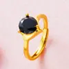 Anillo Abierto Europeo Chapado en Oro con Piedras Preciosas, Anillo de Latón Chapado en Oro con Circonita para Mujer, Joyería para Mujer Chapada en Oro Vietnamita de Imitación