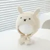 Gorro de protección para las orejas de niño con diseño de conejo de dibujos animados para otoño e invierno, gorro cálido tipo pullover con cara de conejito lindo para niños y niñas, gorro cortavientos