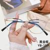 Gafas Metálicas Anti-Luz Azul de Moda para Celebridades de Internet, Ojo de Gato con Pedrería, Sin Graduación, Se Pueden Adaptar con Lentes Graduados, Aspecto Natural, Montura Grande, Efecto Adelgazante, Protección Ocular