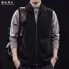 Chaleco de textura gofre con cuello alto para hombre, nuevo chaleco chaqueta casual con cremallera de capa de aire para otoño 2026, talla grande