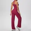 Estilo Europeu e Americano Micro-Escovado Cor Sólida Racerback Colete Esportivo Calças de Yoga Calças Retas Soltas Conjunto de Roupa de Yoga para Fitness