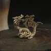 Antiguidades Chinesas de Latão Sólido Fortuna, Longevidade e Felicidade Decorações de Dragão para Desktop para Atrair Riqueza e Tesouro Artesanato de Decorações de Dragão