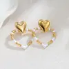 Moda Europeia e Americana Aço Inoxidável Ouro 18K Brincos de Coração Vazado Estilo Popular Ins Luxo Acessível Brincos de Alta Qualidade para Mulheres