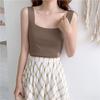 Camisola de Punto Chaleco de Seda Fresca para Mujer, Ropa Interior de Verano, Camisa Base para Abrigo Negro y Blanco, Top Ajustado de Cuello Cuadrado Venta al por Mayor