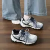 Nuevos Zapatos de Papá con Suela Gruesa de Otoño 2026 para Mujer, de Malla Transpirable de Moda, para Aumentar la Altura, con Cordones, Casuales, Deportivos, para Correr