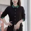 Camisa Polo de Veludo Alemão Quente Dupla Face Novo Estilo Hong Kong Gola Polo Cor Contrastante Versátil Elegante Estilo Coreano Camada Base Manga Longa
