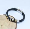 Europa y Estados Unidos pulsera de joyería de venta caliente de acero de titanio tejido de cuero pulsera de cuero de personalidad para hombre de acero inoxidable fabricantes mayoristas T127