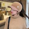 Chapéu de Topo Vazio Feminino Quente Outono e Inverno Forrado com Fleece Espessado Chapéu de Rabo de Cavalo Chapéu para Frio Teto Versátil Estilo Ocidental Tricotado