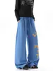 Pantalones de Chándal con Bloques de Color y Estampado de Letras Streetwear para Hombre Otoño Hip Hop Americano Pantalones de Baile Jazz Marca de Moda Sueltos Pierna Ancha Largos