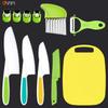 Tabla de cortar comida para bebés, cuchillo para pastel de papa con estampado de frutas, cuchillo de educación temprana para niños, cuchillo de fruta de plástico para niños