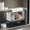 Caixa de armazenamento para armário de espelho de banheiro, instalação sem furos, para artigos de higiene pessoal, cotonetes e lenços faciais, com design dividido para o banheiro