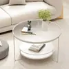 Mesa de centro de vidrio color crema para salas de estar pequeñas, mesa auxiliar redonda para uso doméstico, mini mesa minimalista, moderna y de lujo ligero de moda