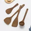 Espátula de Madera para Alitas de Pollo, Espátula de Madera, Espátula Antiadherente para Cocinar, Cuchara Doméstica de Cocina, Cuchara para Arroz, Espátula para Freír, Juego Completo