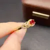 Anillo de Rubí Natural Transfronterizo Accesorios de Piedras Preciosas Nicho de Alta Gama Joyería de Plata 925 Venta Directa de Fábrica de Joyería 4*6