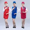 Ropa Infantil de Capitán Chino para Niños y Niñas Pilotos de la Fuerza Aérea con el Mismo Uniforme Ropa de Azafata Femenina Juego de Rol