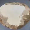 Tapete Redondo Irregular Artístico com Pelo Alto e Baixo Estilo Creme Tapete Feito à Mão com Tufting para Sala de Estar de Villa