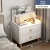 Mesita de Noche Moderna y Sencilla con Patas de Madera Maciza Gabinete de Almacenamiento Pequeño Habitación Sencilla Uso en el Hogar 2026 Nuevo Estante de Mesita de Noche