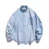 Rumeng marca de moda de rua retrô estilo japonês, camisa listrada irregular em retalhos, top casual masculino de outono com corte solto, adequado para casais