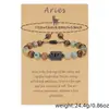 Pulseras Tejidas con Piedras Naturales de los Doce Signos del Zodíaco Transfronterizas Europeas y Americanas Nuevo Producto Pulsera Ajustable de Cuentas de Piedra Ojo de Tigre Set