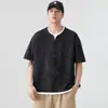 Camiseta de Manga Corta Falsa de Dos Piezas para Hombre 2026 Verano Nueva Camisa Casual para Hombre Cuello Redondo Versátil Manga Media Holgada