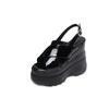 Sandalias de Tacón Súper Alto de Nuevo Estilo Primavera y Verano con un Aumento de Altura de 14 cm, Hebilla de Charol Brillante, Diseño Hueco de Punta Abierta, Sandalias Cómodas para Mujer