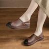 Zapatos de Cuero Genuino Nuevos Otoño e Invierno 2025 para Mujer, Zapatos Planos Retro Hechos a Mano Suela Suave Cómodos Zapatos de Abuela Set de Empalme de Dos Usos